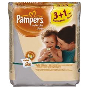 Pampers Naturally Clean Wipes